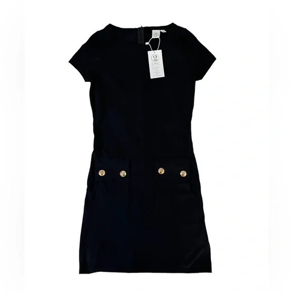 slim fit dress slacks Camille Gold Button Ribbed Knit Dress – SJ COLLECTION main image 1